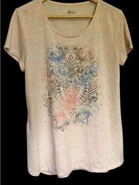 Style & Co. Women's Cream Graphic Scoop Neck Tee